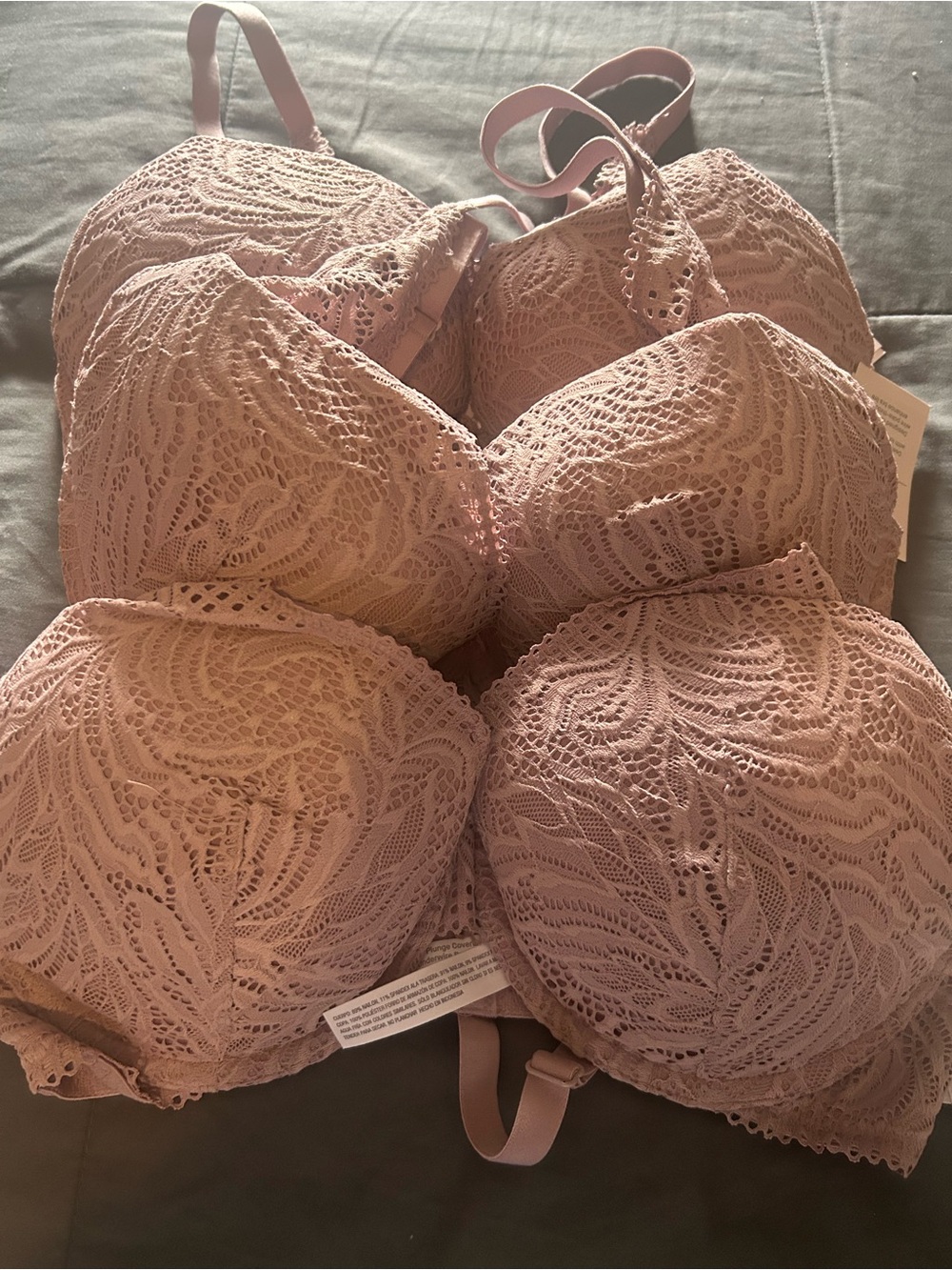 3 -Lace Molded  Pink Wire Bra